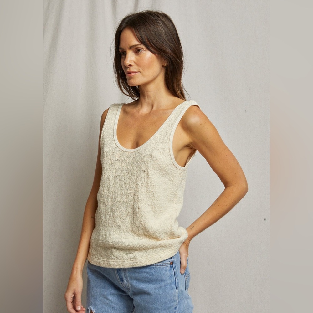 NWT Perfect White Tee Stacey-Cotton Slub Mesh Tank - Natural size M